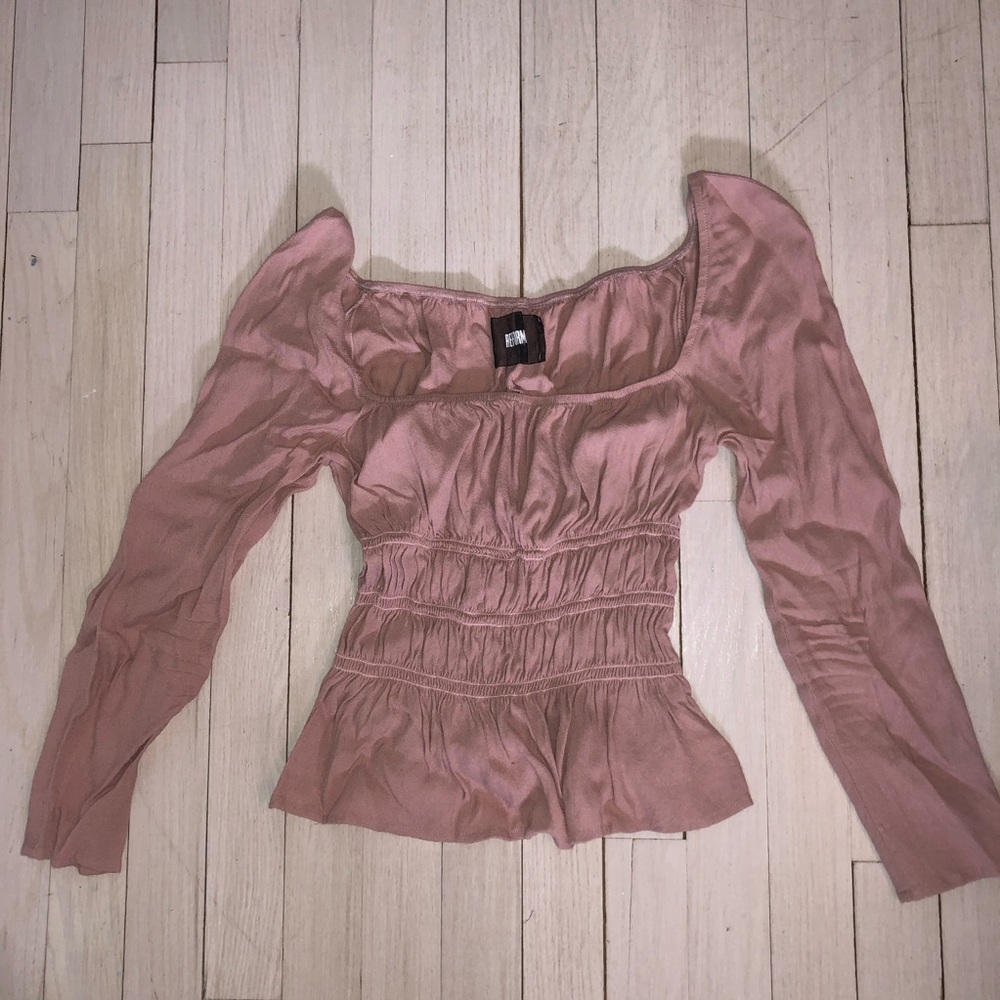 Reformation Pale Pink Peasant Top Size S